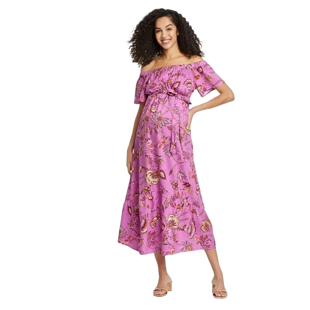 Ingrid & Isabel Pink Ruffled Off-Shoulder Sundress